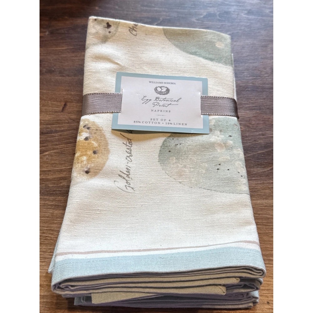 NWOT Williams Sonoma Botanical Egg Dinner Napkins Set of 4 Egg Rare *